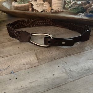 Braided Brown Leather Belt with Statement Silver Buckle Unique Character